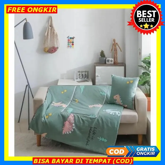 Selimut Bulu Halus Murah Tebal Jumbo 200X230 Kotak Kotak Estetik Karakter Dewasa Lembut Anak 100X200 Polos Aesthetic 1639 Bantal Selimut/Balmut (2 In 1) Bisa Jadi Selimut Dilipat Jadi Bantal - Missbejo Grosir