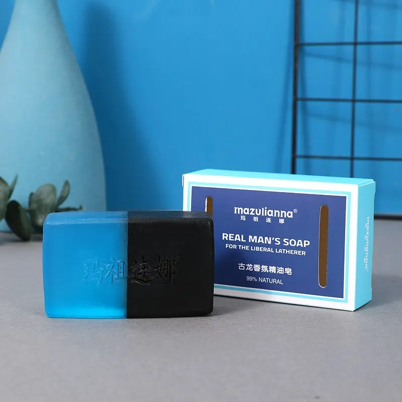 Two-Tone Cologne Essential Oil Soap Handmade Soap Making Clean and Moisturizing 100G 3 in 1 Bar Cleanser for Body, Face, and Shaving Extra Fresh Body and Facial Cleanser More Moisturizing Than Bar Soap to Clean and Hydrate Skin