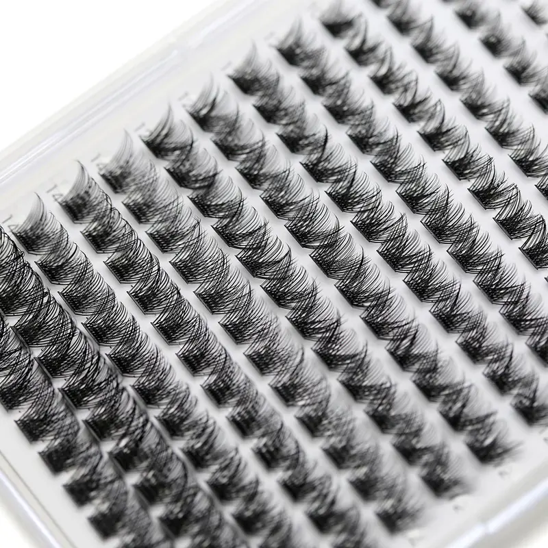 Natural Curl Eyelashes, 1 Box Individual False Eyelashes & Eyelash Glue with Tweezers, Self Grafting Eyelash Extensions, False Eyelashes Clusters 5