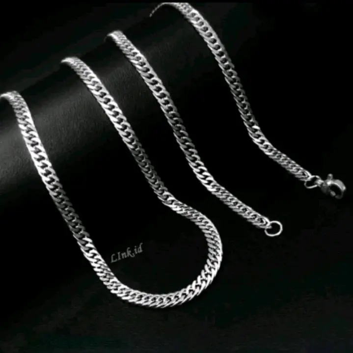 KALUNG RANTAI PRIA TITANIUM WARNA SILVER ANTI KARAT/LUNTUR