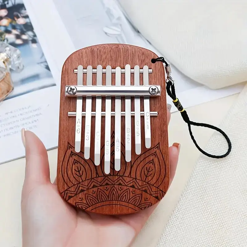 Mini Wooden Thumb Piano, 8-tone Mini Kalimba, Portable Finger Piano, Musical Instrument for Beginners 3