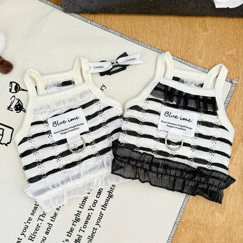 Striped Pattern Pet Dress, 1 Count Breathable Pet Clothes, Summer Thin Pet Camisole, Pet Clothing for Dogs & Cats, Dog & Cat Clothing Supplies 4