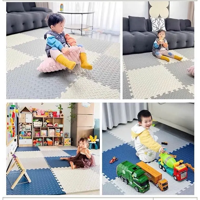 ￼COMBO 8 Tấm, 12 tấm, 20 tấm Thảm Xốp EVA Lót Trải Sàn 30x30cm Cao Cấp Hàng Xuất Khấu, Hoạ tiết Vân khế 1 mặt 1