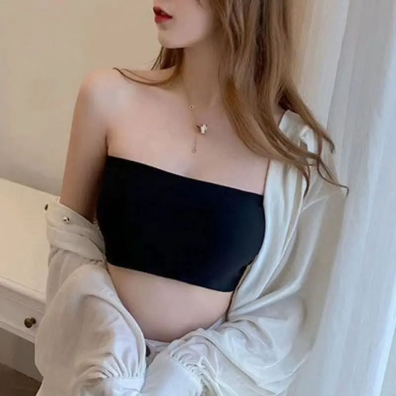 Strapless Underwear Tube Top Seamless Underwear Student Version off-the-Shoulder Top Exposed Back Summer Inner Anti-Exposure Tube Top