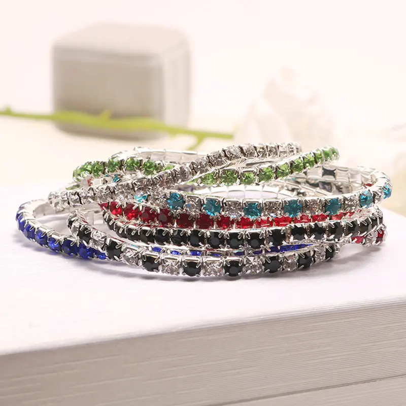 Vòng Tay Sang Trọng Một Hàng Cho Nữ, Vòng Tay Dát Kim Cương Giả Đầy Đủ, Vòng Tay Co Giãn, Trang Sức 6