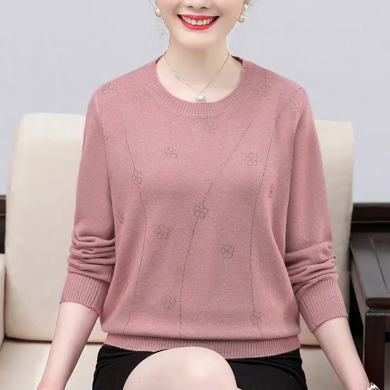 Áo Len Trang Phục Mùa Thu Cho Mẹ TRUNG NIÊN Cao Cấp, Dài Tay, Dáng Rộng Vừa Vặn, Ngoại Cỡ, Đồ Len, Áo Lớp Cơ Sở Cho Phụ Nữ, Hàng Mới Về Women Top
