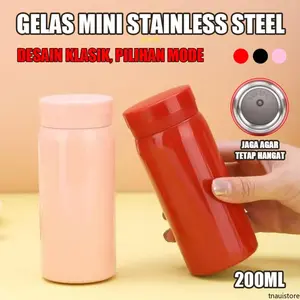 Gelas Termos Stainless Steel Anti Bocor, Cangkir Mini Portabel Stainless Steel, Termos Stainless Steel 200ml - Tahan Panas/Dingin 24 Jam - Travel & Kantor