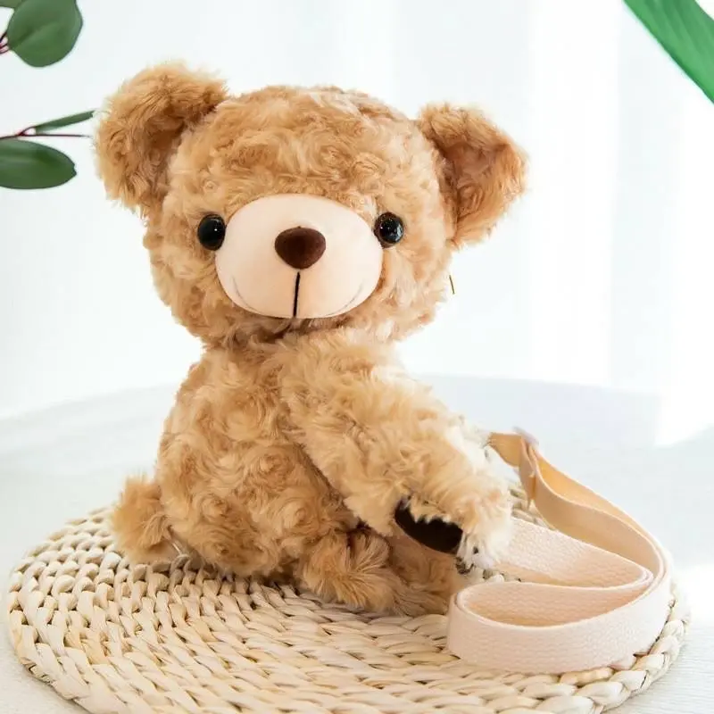 Ransel beruang terbaru Tas Boneka Merangkul Tas selempang anak Masuk HP Bahan Bulu Korea Perempuan 1