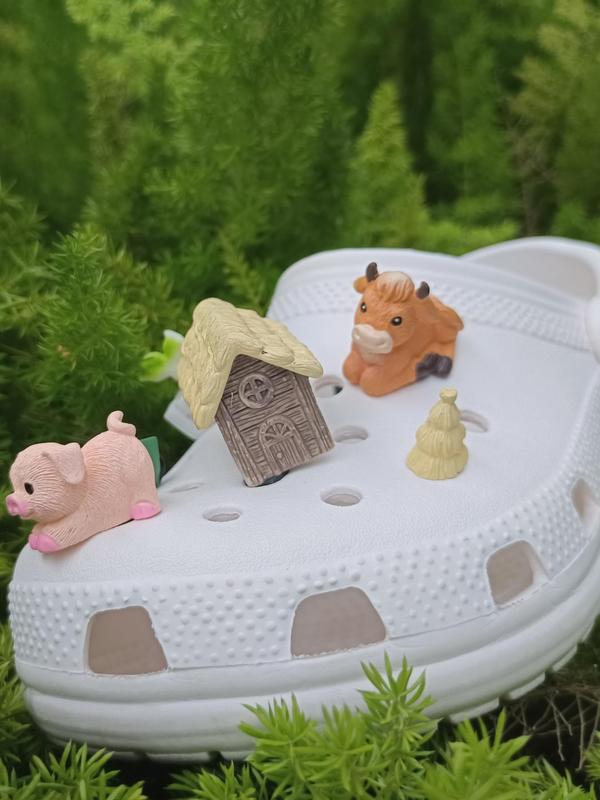 Unisex Cute 3D Farm Animals Design Shoe Charms, Novelty Shoes Ornaments for Clogs, Creative Chic Shoes Accessories for Clogs DIY Decor 6