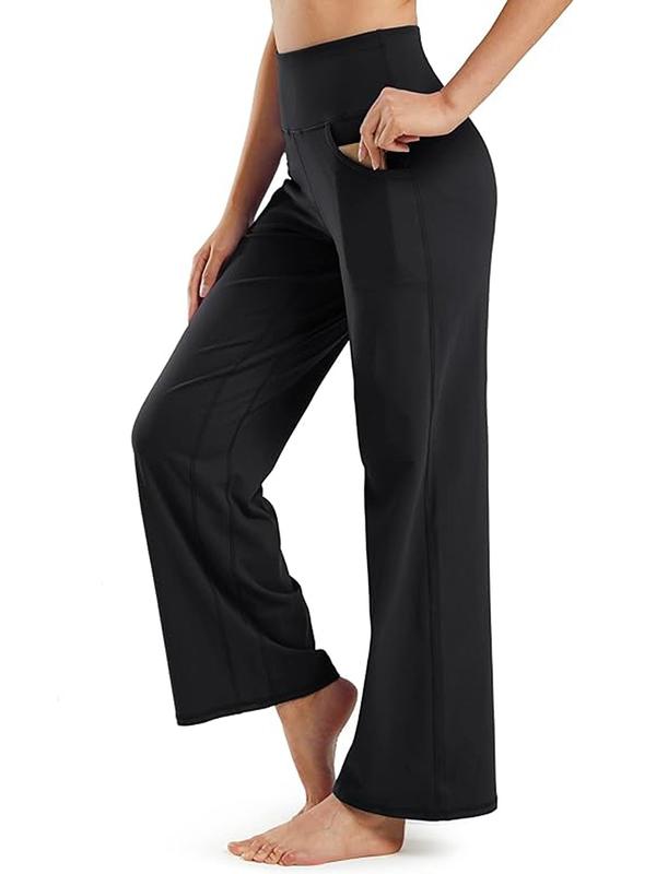 Women's Solid High Waist Pocket Sports Joggers, Casual Comfy High Stretch Straight Leg Jogger Pants for Yoga Gym Workout Running, Ladies Sportswear for All Seasons 3