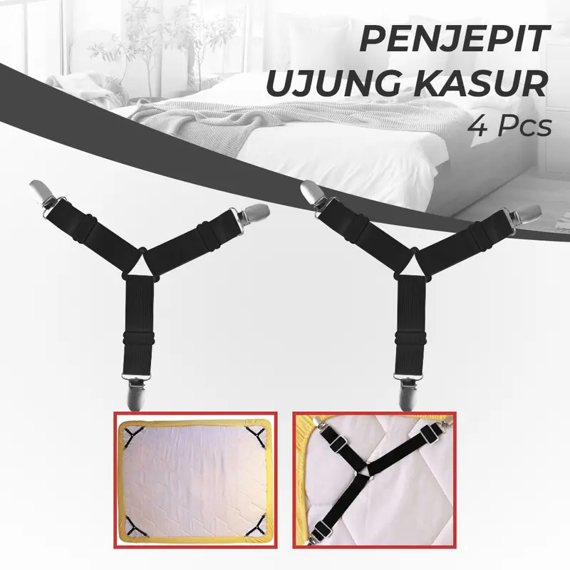 Penjepit Ujung Sprei Kasur Bed Sheet Clip Holder 4 PCS / 1 Set Isi 4 Pcs Pengait Sprei Kasur / Pengait Sudut Sprei / Penjepit Sprei Kasur / Jepitan Sprei / PENGAIT SPREI KASUR 1 set isi 4 /JEPITAN UJUNG KASUR 4pcs 0