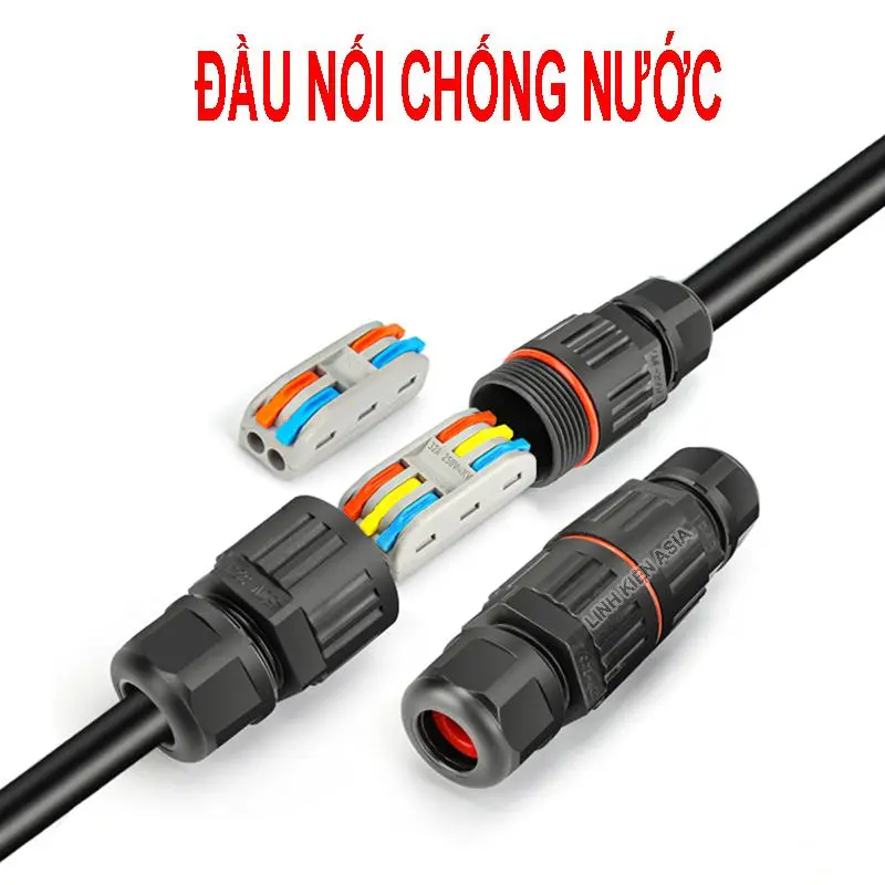 Đầu nối chống nước dây điện 220V, nối dây cáp tròn phi 6-12mm chống nước sử dụng ngoài trời 0