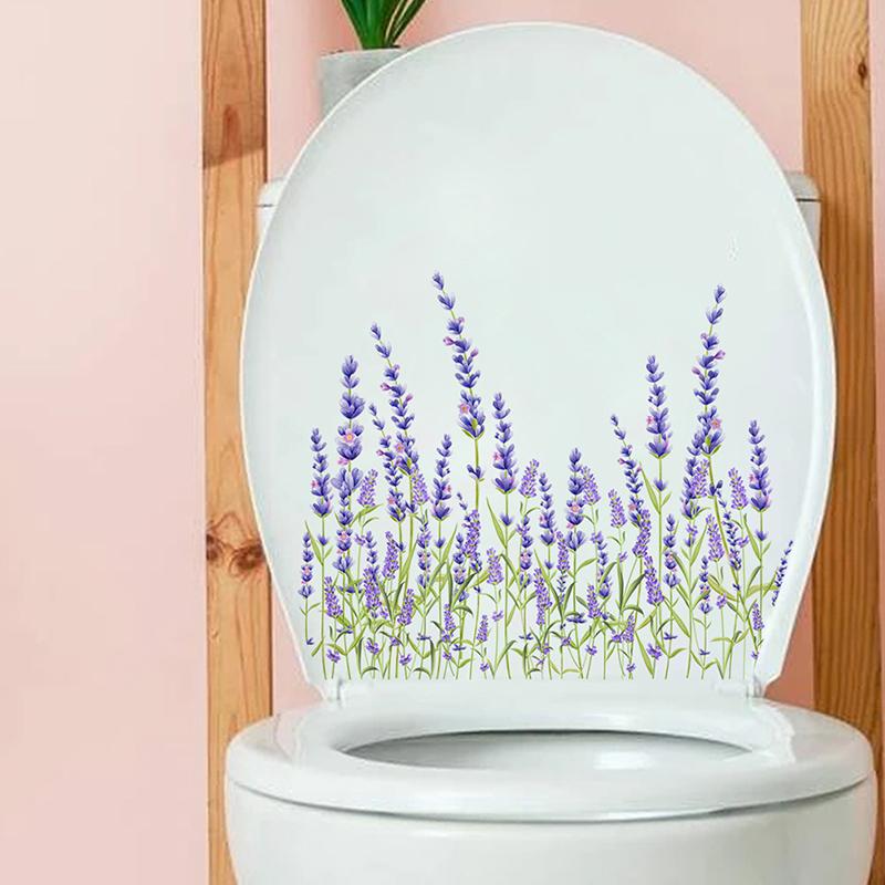 1PC Flower Bird Toilet Sticker  Self Adhesive Paintings Removable Bathroom Decal Decorative Room Decor Wall Stickers 0