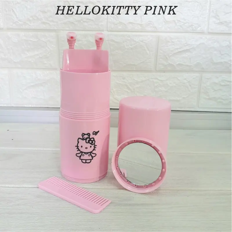 Travel Toiletries Kit 7 in 1 (Dispenser Sabun, Wadah Sikat Gigi, Tempat Handuk, Sisir, Cermin, dll) 8