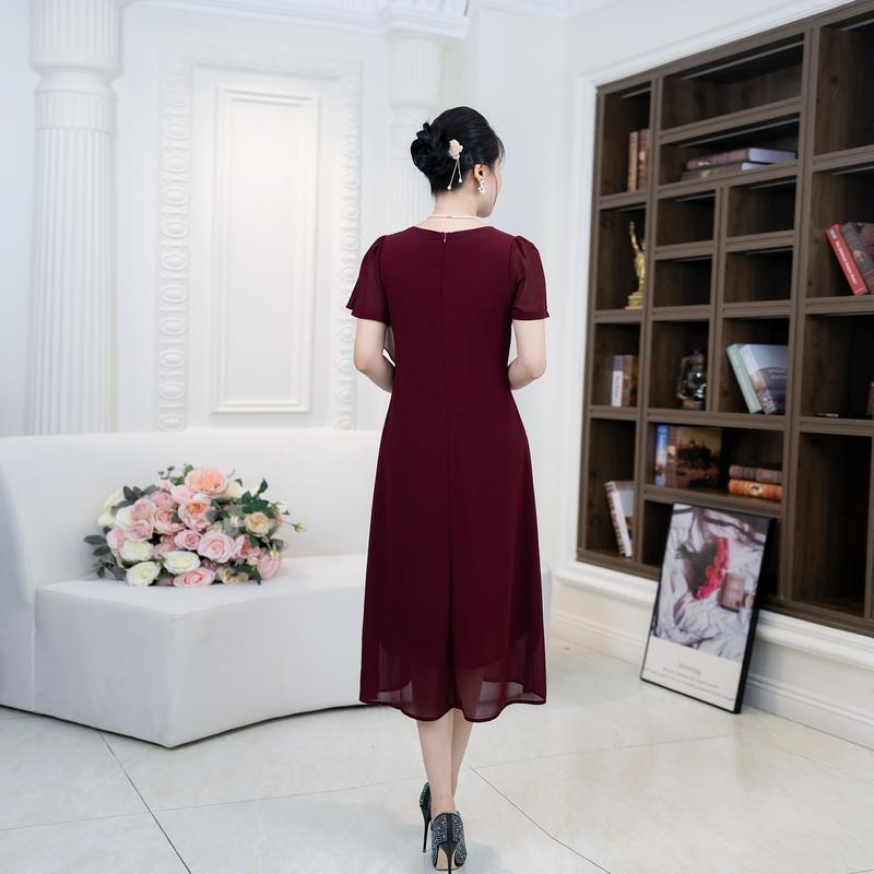 Đầm Trung Niên [ Linh Trà ] (LT 252) Trẻ Trung Thiết Kế Trang Nhã Thanh Lịch Bigsize Đi Làm Đi Tiệc Cho Bà Cho Mẹ U50 8