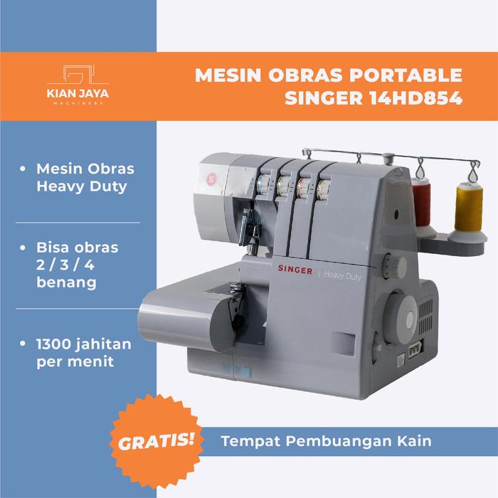 Gambar Mesin Obras Portable Singer 14HD854 | Mesin Obras / Neci Portable Heavyduty Singer 14HD854 | Heavy Duty mesin  jahit portable dari Kianjaya Machinery Kota Bandung Tokopedia