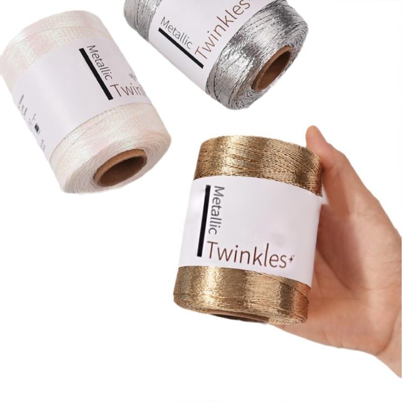 Product Introduction of New Silver Handmade Yarn Popular Same Style Woven Small Silver Bag Woven Flash Core Wire Crochet Needle 200g 1 Ball Yarn 35