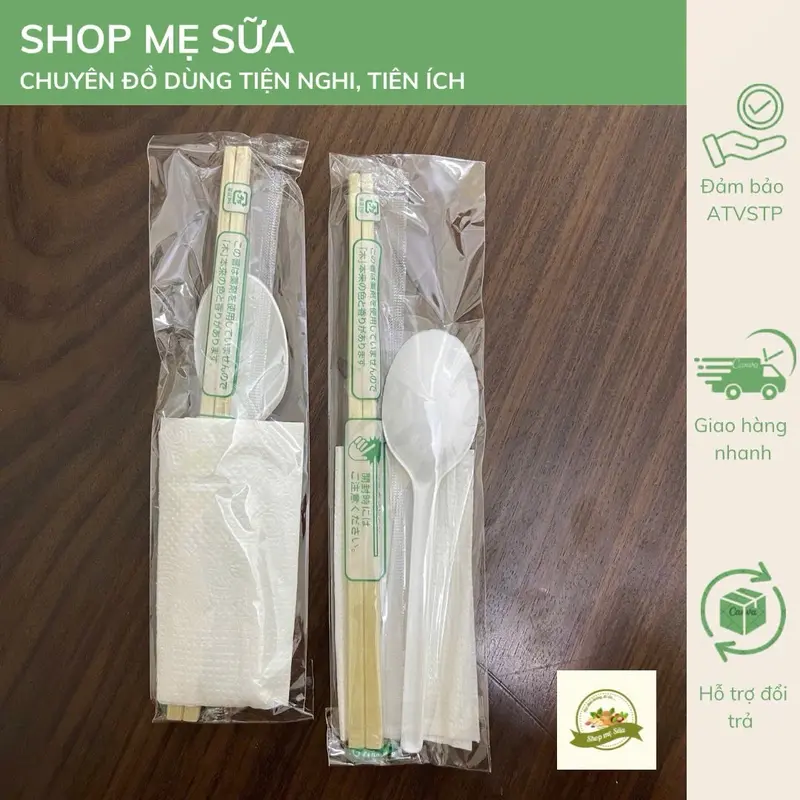 100 Bộ 4IN1 Đũa - Thìa - Tăm - Giấy dùng một lần cho đồ mang đi 1