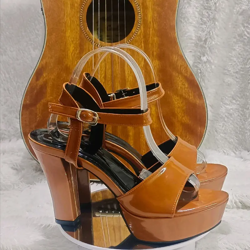 sandal hils double hak tinggi 10cm kode 001 Wanita 7