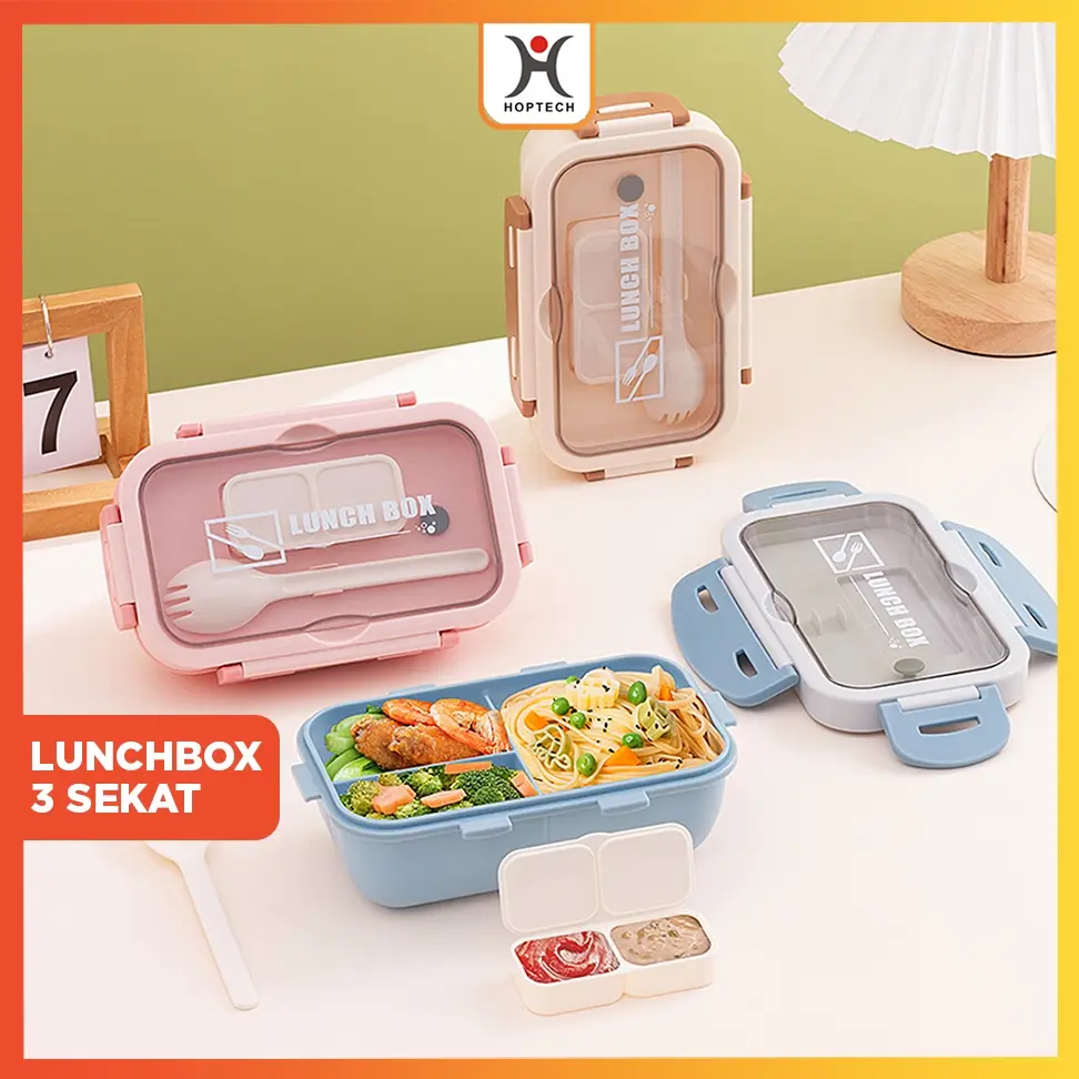 LUNCH BOX SET Ukuran 840 ML / Tempat Makanan Anak Sekolah Lunchbox Makan Lengkap Bekal Lunchbox Anti Tumpah Set Murahbento Tmpat Lunch Box Steel