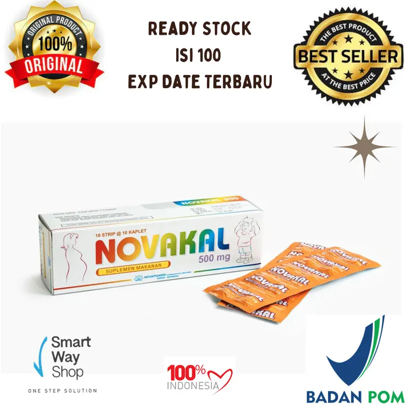 Novakal 500mg Calsium Lactate Suplemen Kalsium 1 Box isi 100 Kaplet 0
