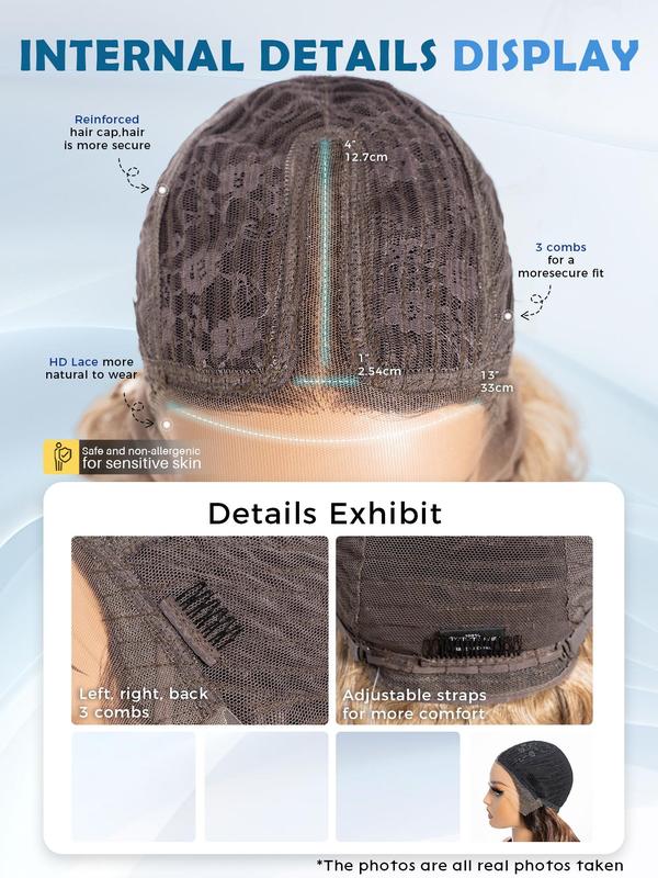 18 Inch Long Wavy Wigs for Women, Gorgeous Fluffy Wigs without Bangs, Synthetic Lace Front Wigs for Party, Daily Use 6