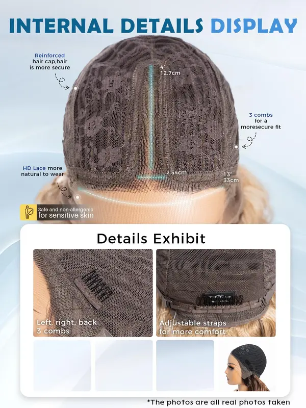 18 Inch Long Wavy Wigs for Women, Gorgeous Fluffy Wigs without Bangs, Synthetic Lace Front Wigs for Party, Daily Use 6