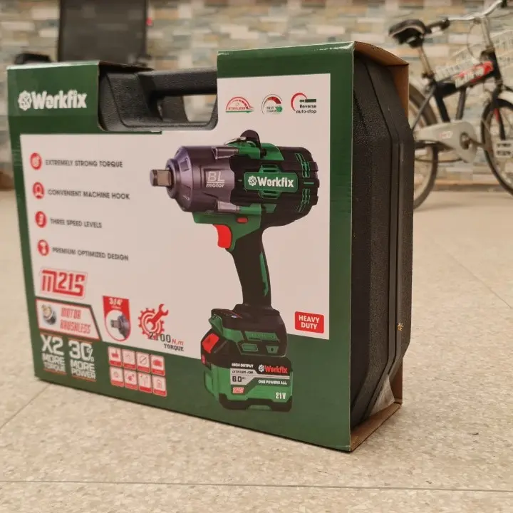 Máy Siết Bulong Khủng Workfix 2100, Đầu 3/4 Lực Siết 2100nm Mở Cả Bulong Cần Cẩu 7