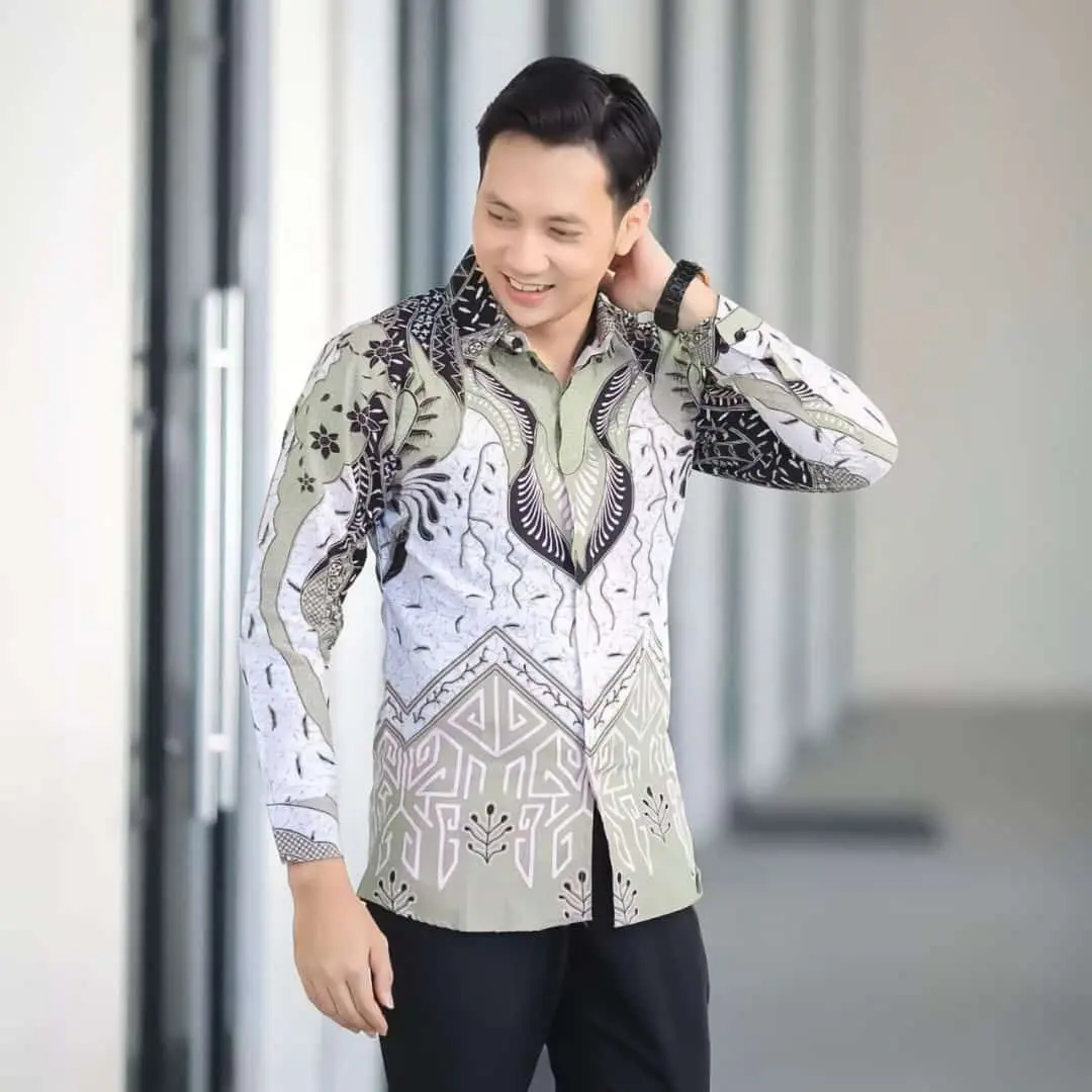 Kemeja Batik Pria Lengan Panjang Modern Murah Baju Panjang Katun Seragam Pekalongan Motif