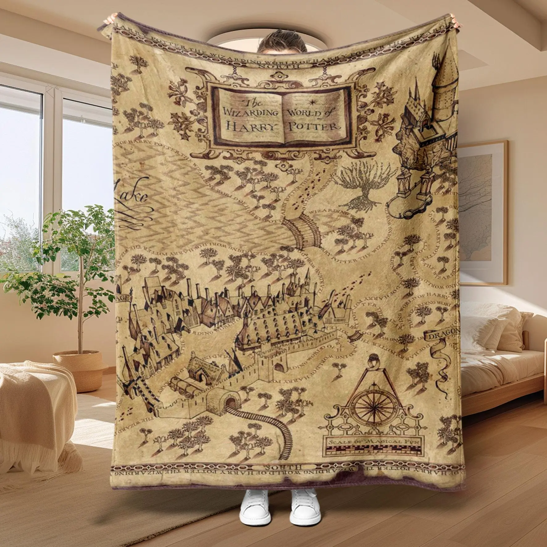 Harry Potter Themed Blanket, 1 Count Soft Throw Blanket, Air-conditioned Room Blanket, Warm Nap Blanket for Home Office Travel Camping