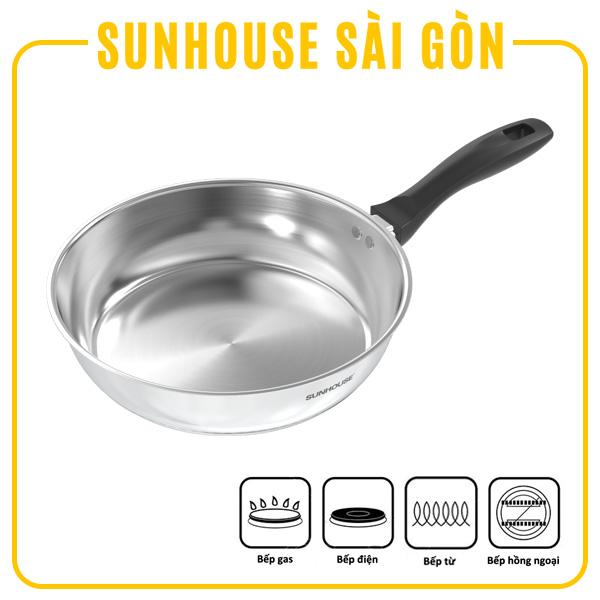 Chảo Inox Impact Sunhouse Eco IN16M3 - IN20M3 - IN24M3 - IN26M3 - IN28M3 sử dụng bếp từ