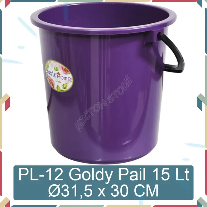 MICTON Lion Star Basic Home PL-12 Goldy Pail 15 Liter Ember Plastik 1