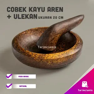Cobek Kayu Aren 20cm + Ulekan Kayu Aren Kitchenware
