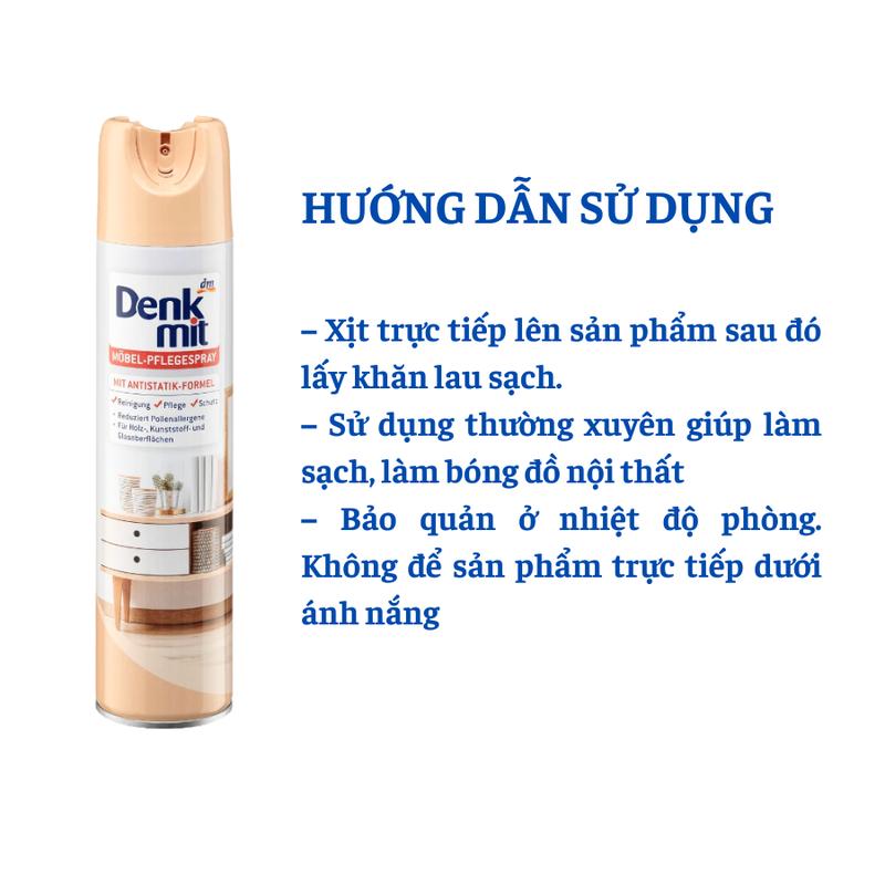 CHAI XỊT VỆ SINH NỘI THẤT GỖ DENKMIT CHAI 400ML LÀM SẠCH VÀ LÀM SÁNG BỀ MẶT GỖ, NGĂN NẤM MỐC, MỐI MỌT 3