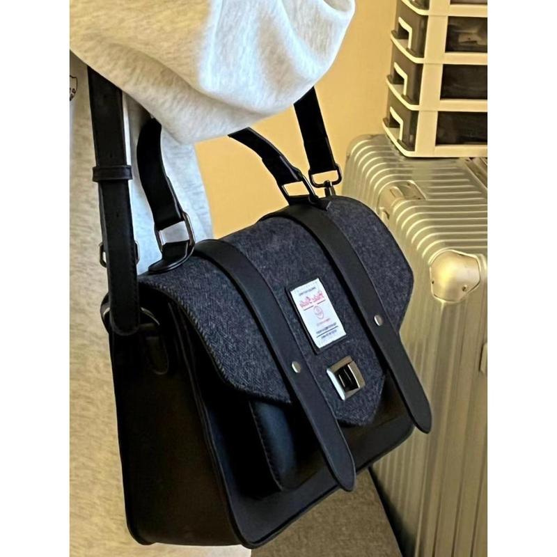 Túi Cambridge, Phong Cách Cổ Điển Anh Quốc Mới, Túi Messenger Đeo Vai Lớn, Túi Xách Dễ Phối Đồ Họa Tiết Cao Cấp 2