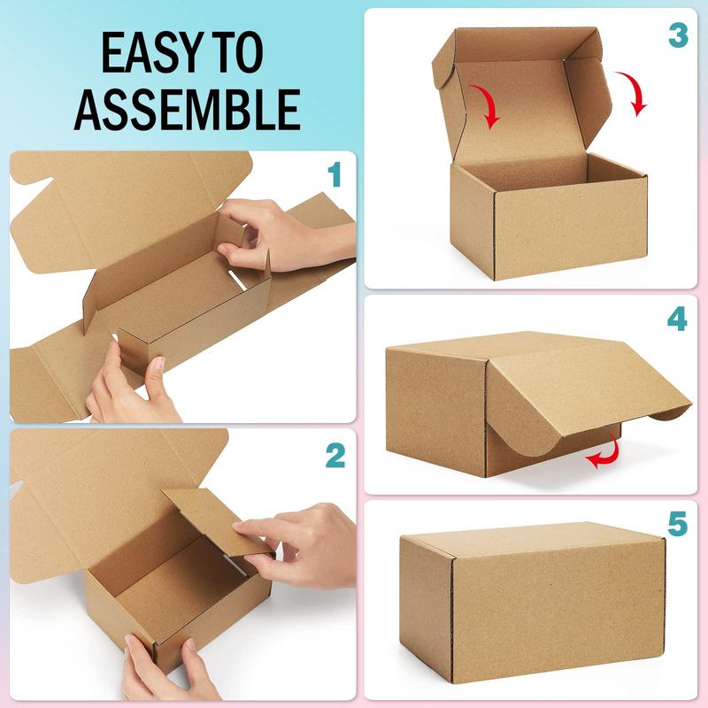 Product Introduction of Cardboard Box, 25pcs/set Kraft Paper Box, Gift Box, Mailer Box, Shipping Box, Gift Wrapping Supplies for Wedding, Birthday, Party, Bakeware 4