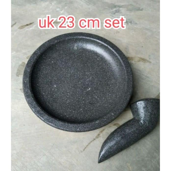 COBEK 23 CM. layah coet batu asli. lemper cowek uleg ulegkan sambal  batu giling batu kali Alami Kitchenware 0