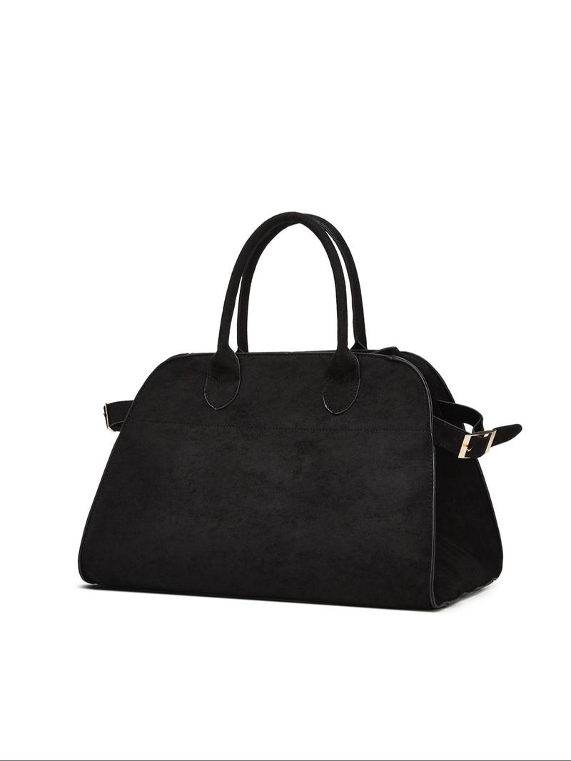 Product Introduction of Women's Solid Suede Handbag, Fashionable Large Capacity Tote Bag for Daily Commuting, Casual Trendy Versatile High-quality Daily Commuting Bag 2