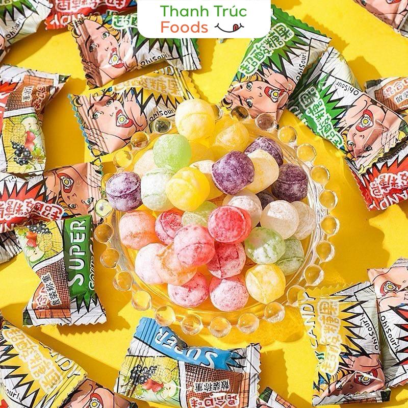 Kẹo Siêu Chua Mix 4 Vị Super Sour Candy Soda Cola Sprite và Lemon gói 100g 200g 300g Thanh Truc Foods Ăn Vặt Vị Chua