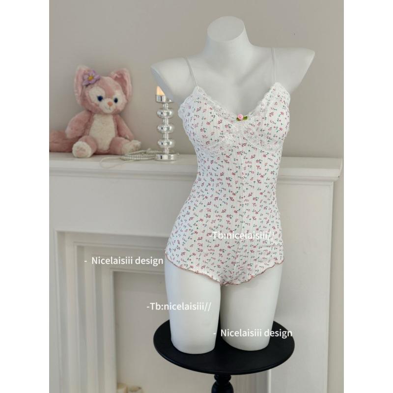 Product Introduction of Bộ Đồ Ngủ Hoa Kiểu Pháp, Bộ Sưu Tập Mùa Hè Mới Năm 2024, Áo Jumpsuit Quần Nữ Có Dây Đeo Cổ Chữ V, Váy Ngắn 8