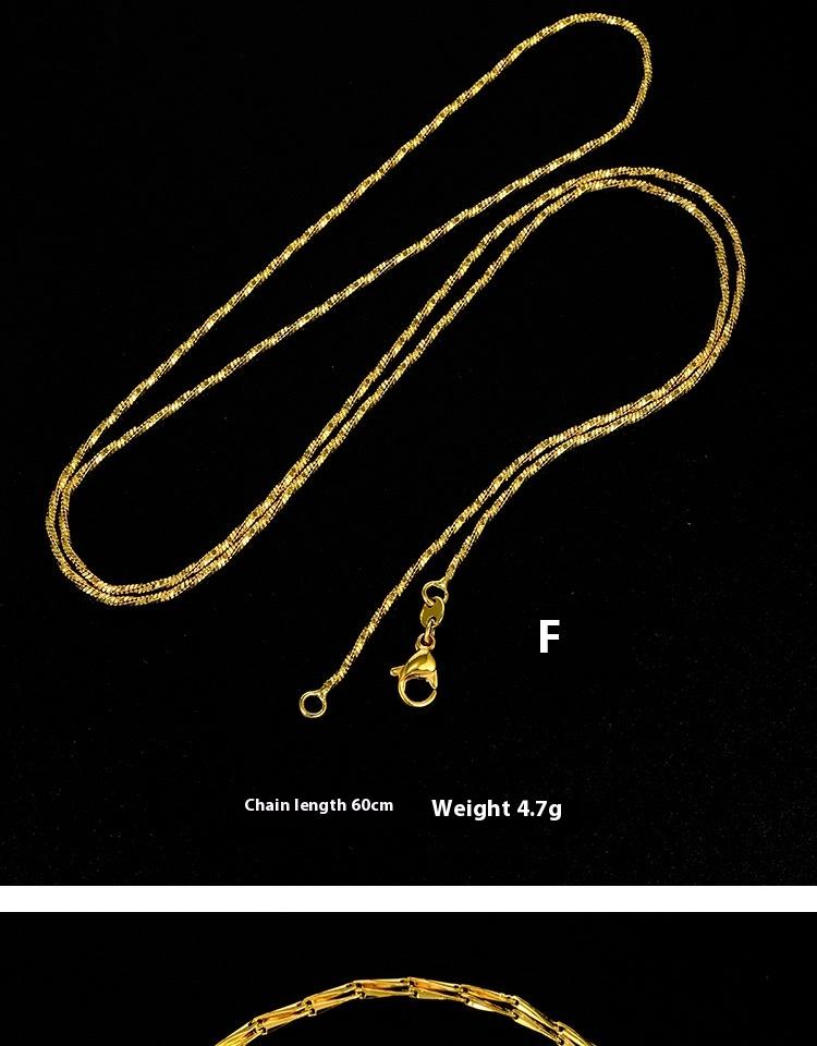 Product Introduction of Gold-plated necklace for women, simple plain chain, snake bone chain, box pearl, European and American pendant, single chain miduoduo 14