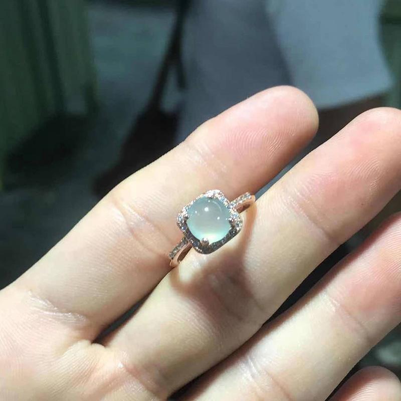 Nhẫn Nữ, Mạ Mưa Sương Mù, Mã Não Băng Cao, Thời Trang Thanh Lịch, Dễ Phối Đồ, Có Thể Điều Chỉnh, Tuyệt Vời Làm Quà Tặng 3