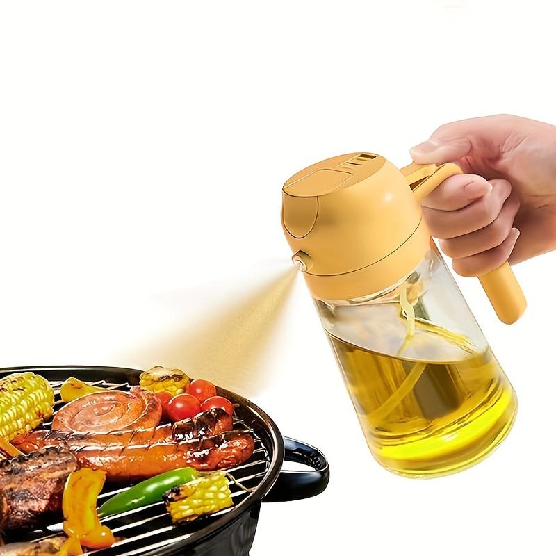 Product Introduction of 1pc Portable Oil Sprayer and Dispenser 2-in-1, Olive Oil Mister and Pourer, 470ML Plastic Kitchen Oil Spray Bottle for Cooking, BBQ, Air Fryer, Baking, Salad Utensils 3