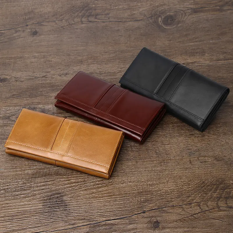 Túi Đựng Tiền Chống Trộm RFID, Được Làm Bằng Da Bò Lớp Một, Thích Hợp Cho Nam Và Nữ, Phong Cách Cổ Điển Châu Âu Và Mỹ, Kẹp Tiền Dọc, Bảo Mật Thông Tin 1