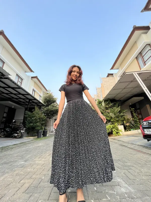 Syahnaz Plisket - Mayung Motif Bercak Abstrak - Hyget Premium - Rok wanita Karet Panjang Bawahan 3