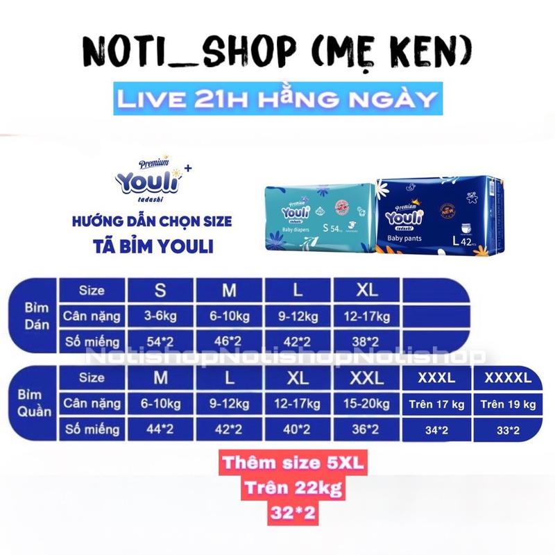 HCM Tã Bỉm Dán Quần YOULI XANH đủ size S đến 5XL
