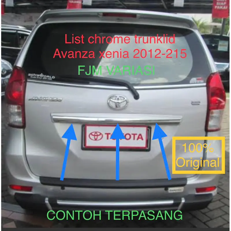 GARNISH LIST LIS CRHOME TRUNKLID BAGASI BELAKANG TOYOTA AVANZA ALL NEW DAIHATSU XENIA ALL NEW 2012 - 2015 ORIGINAL ASLI 0