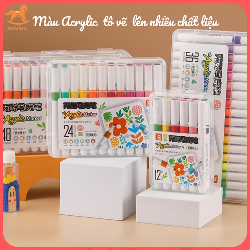  Bộ Màu Dạ Marker Acrylic- 12 24 36 48 60 Màu Chuẩn Dùng Để Vẽ Vải Giày Tường Giấy Da Ly 
