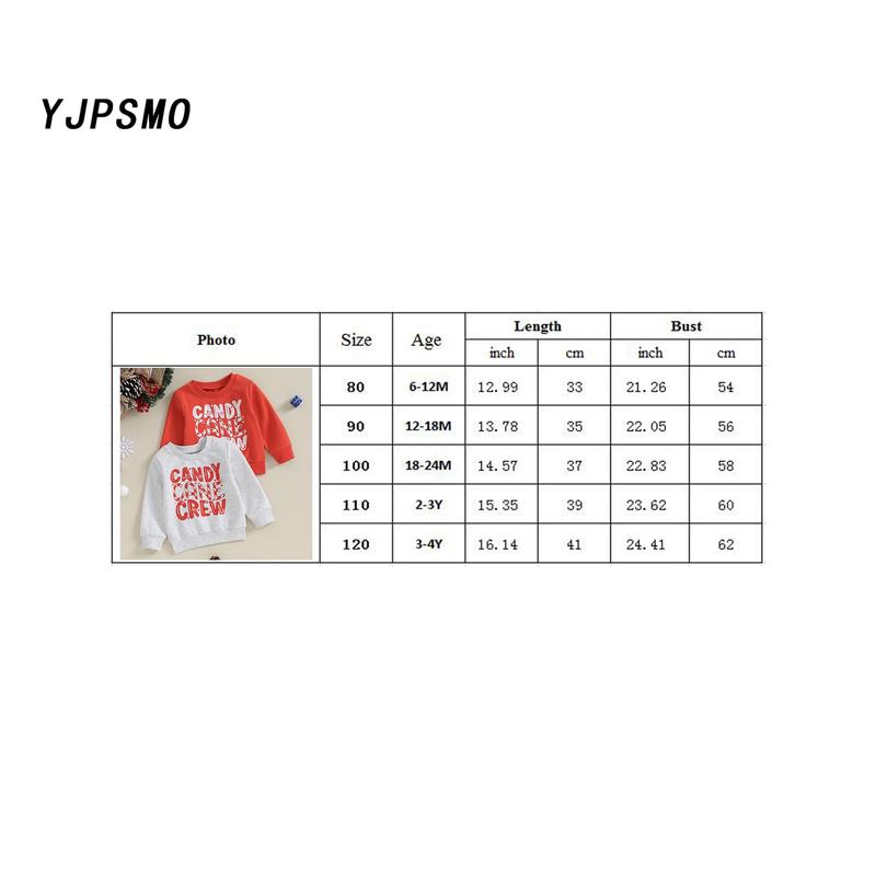 Product Introduction of Baby Christmas Sweatshirts Long Sleeve Candy Cane Print Pullover Tops 0