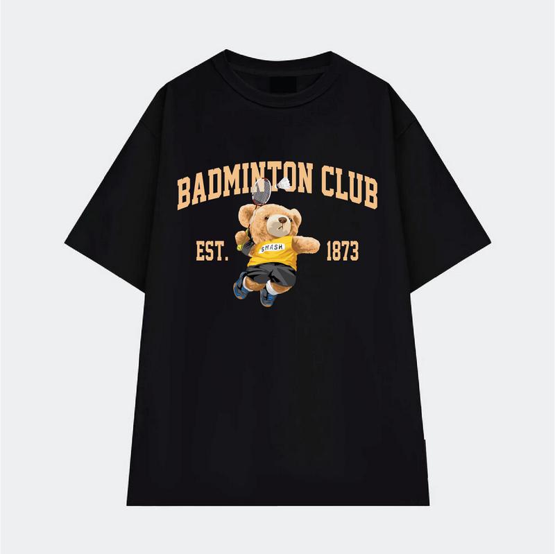 Product Introduction of Áo Thun Overco Hình Gấu BADMINTON CLUB Nam Nữ Vải Cotton Cao Cấp Mềm Mịn Thoáng Mát 6